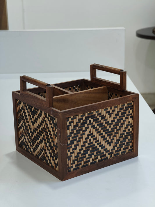 Shital Patti Cutlery Stand (Brown & Black Color)