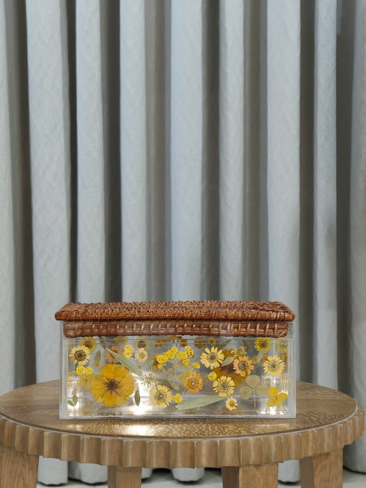 Acrylic Tissue Box with Press Flowers