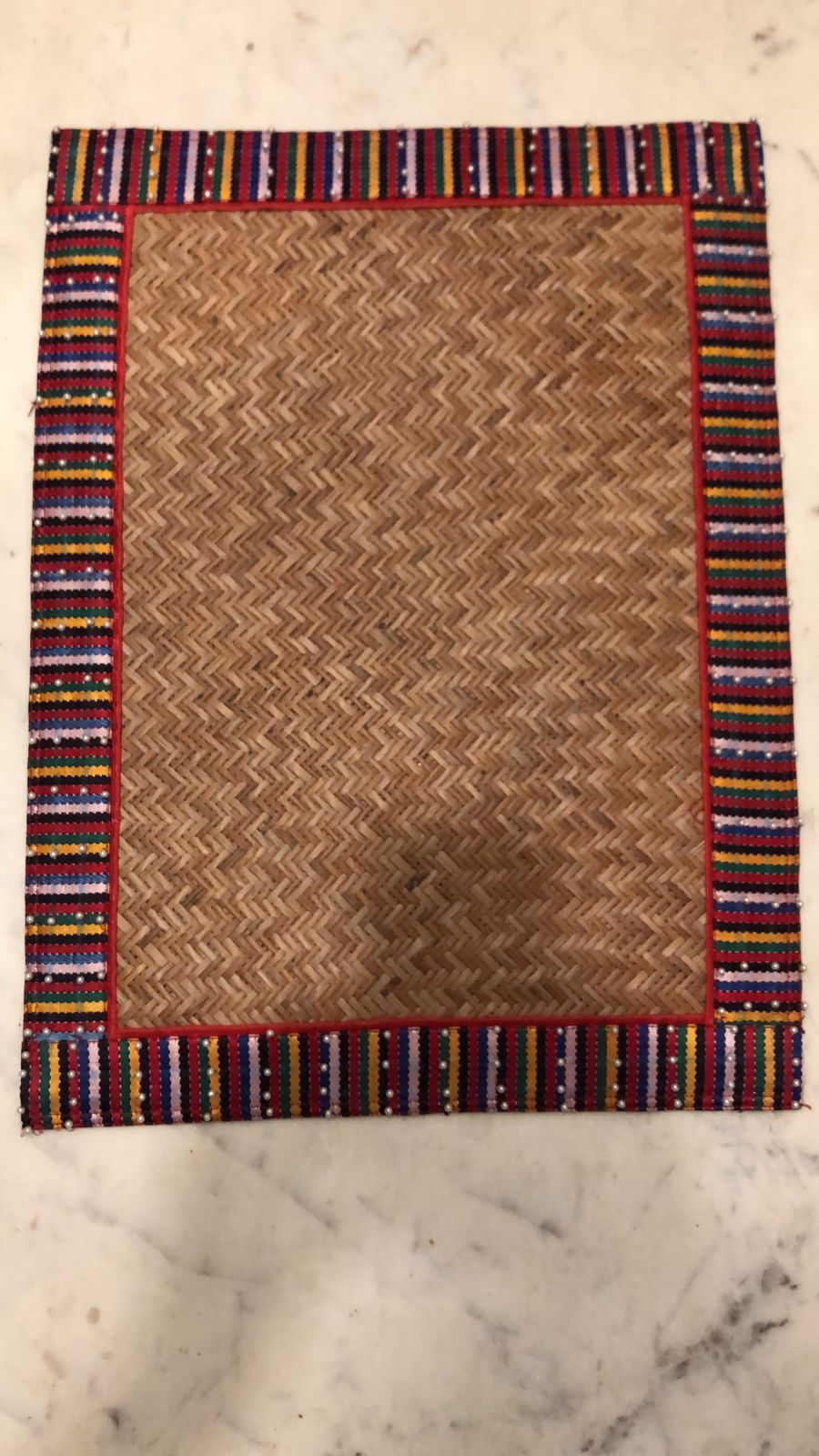 Sheetal Patti Placemats with Multi Color Border and Pearls