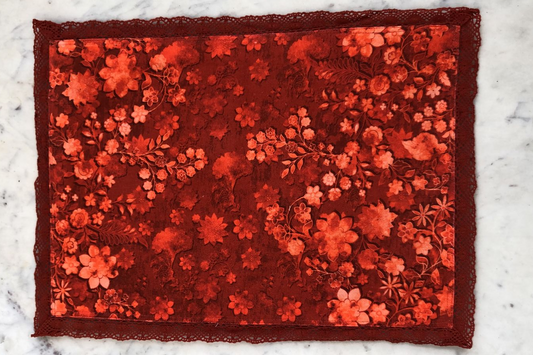 Printed Orange Placemats in Cotton with Hand Craft Edgings