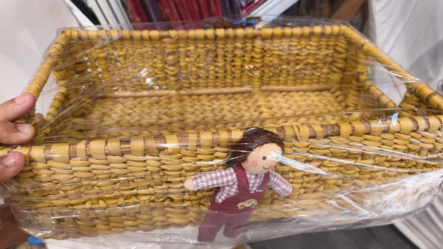 Water Reed Basket with handmade doll